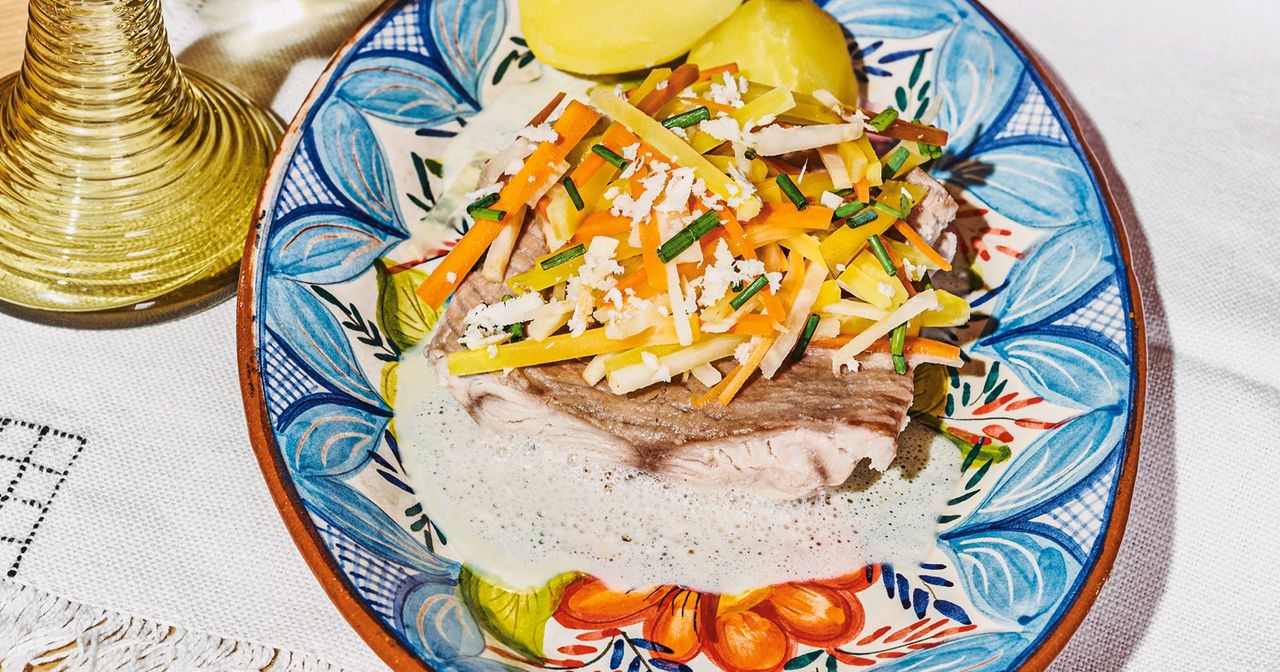 Recipe for catfish with root vegetables and horseradish